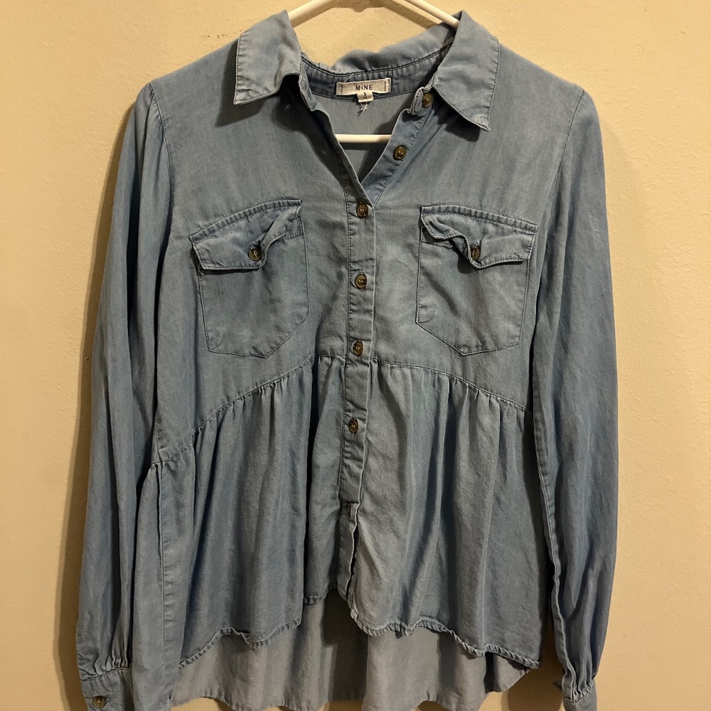 ruffles denim shirt